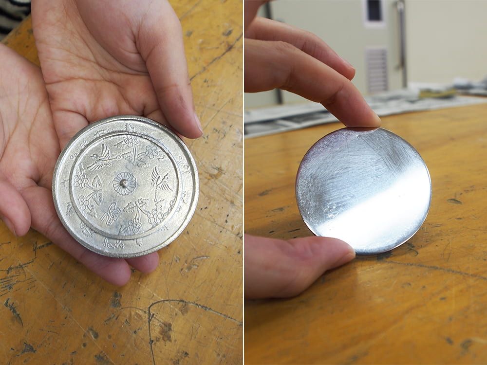 銅鏡製作体験の完成品