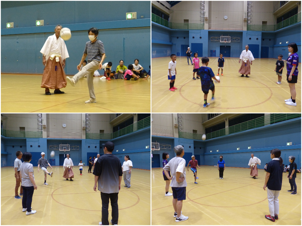 蹴鞠体験中の様子