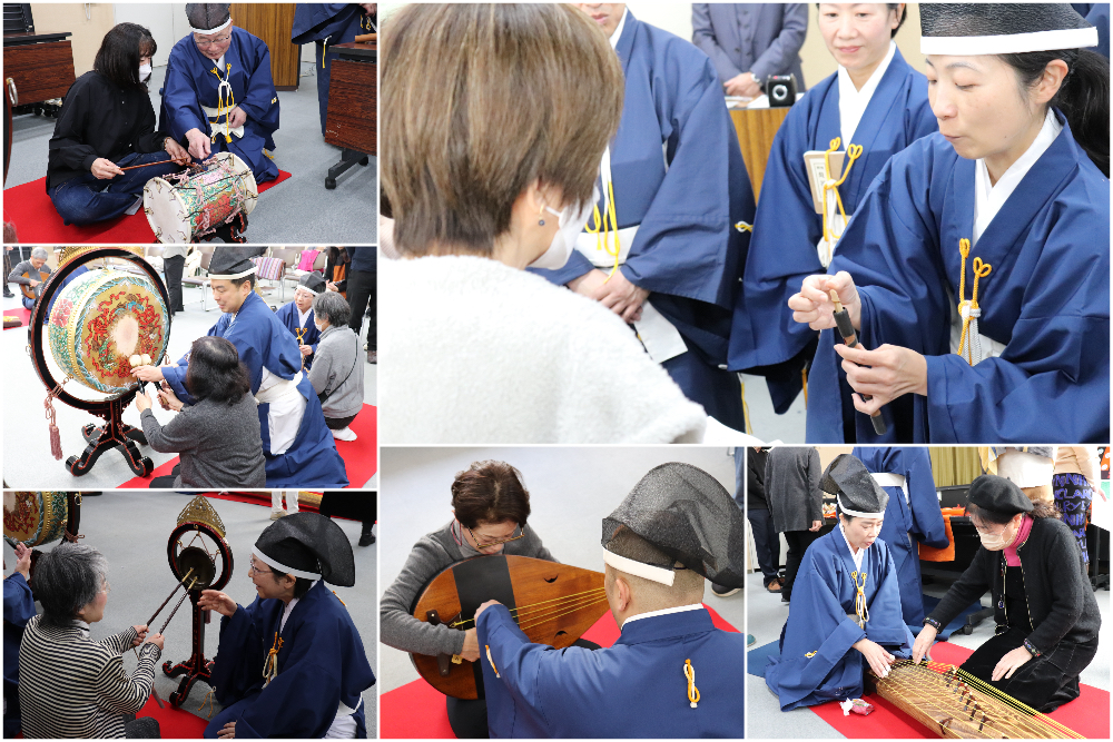 参加者が楽器に触れている様子