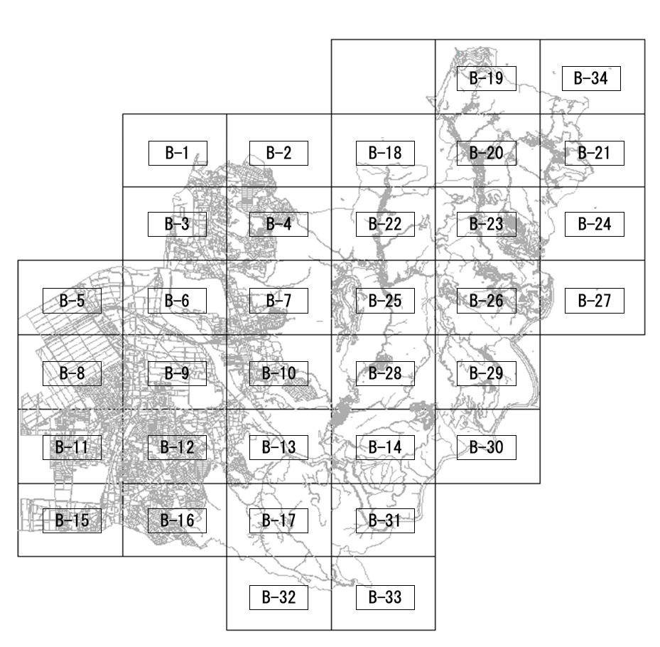 宇治市基本図(2,500分の1)の図郭割